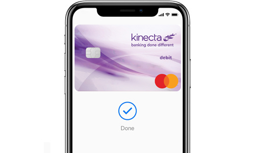 mobile device displaying kinecta debit card in mobile wallet